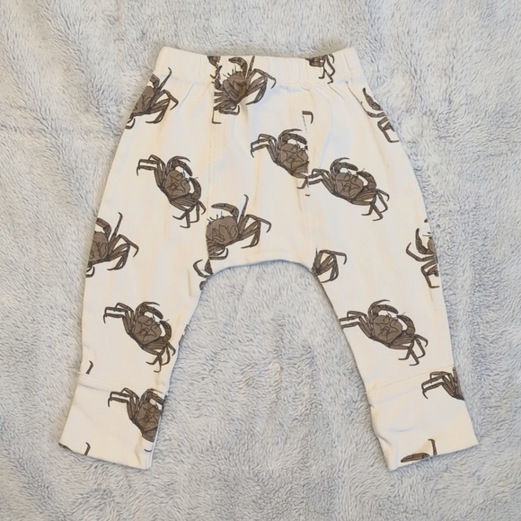 EUC 18-24M Kate Quinn Classic Panda Pants Crab 🦀 Raw Edge Cotton White Brown - Picture 4 of 4